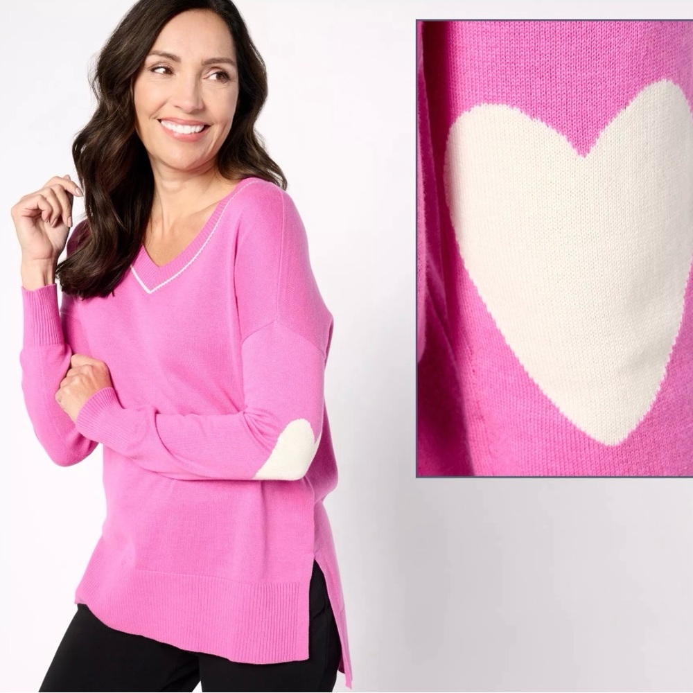 Studio Park x Amy Stran V-Neck Heart Sleeve Sweater